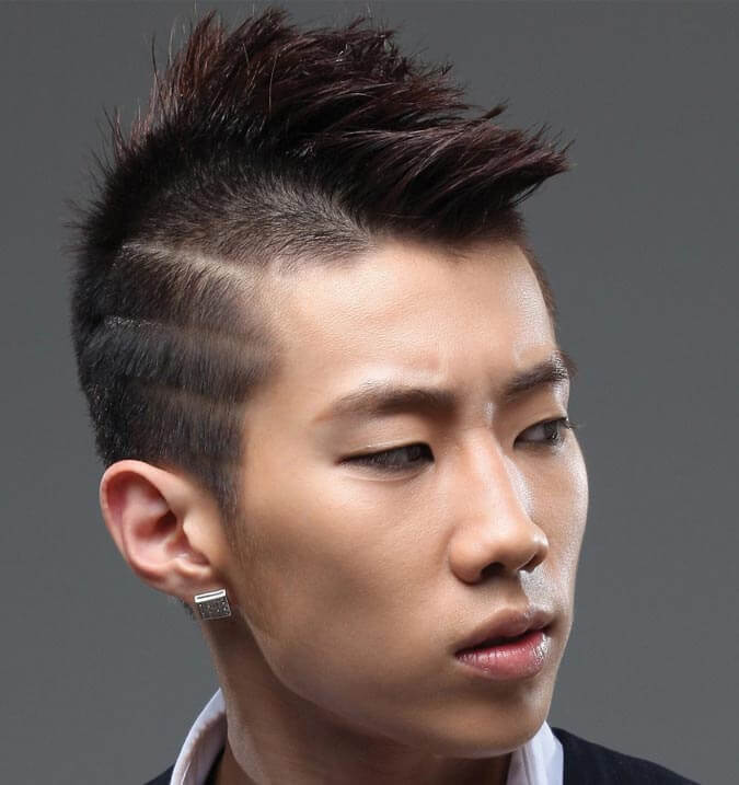 17. Mini Mohawk with Lines Hairstyles Asian Hairstyles Men Mini Mohawk with Lines Hairstyles - Harptimes.com