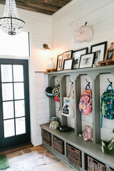 small mudroom ideas - 17. Stylish Eclectic Mudroom Design - Harptimes.com