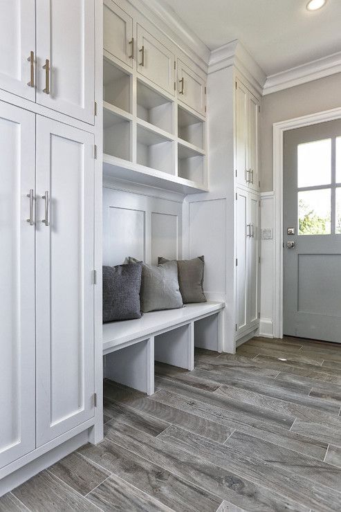 rustic mudroom ideas - 24. Built-In Mudroom with Minimal Decor - Harptimes.com
