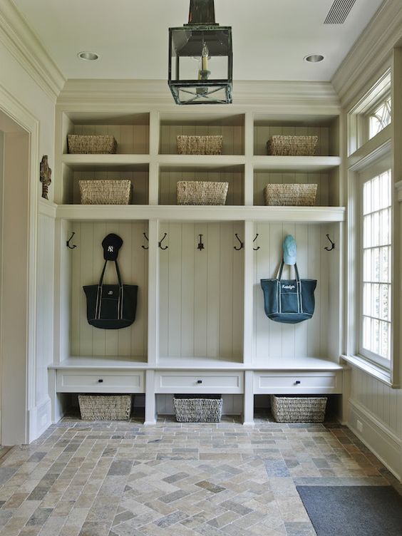 10. Classic Mudroom Ideas with Polished Built-In Unit