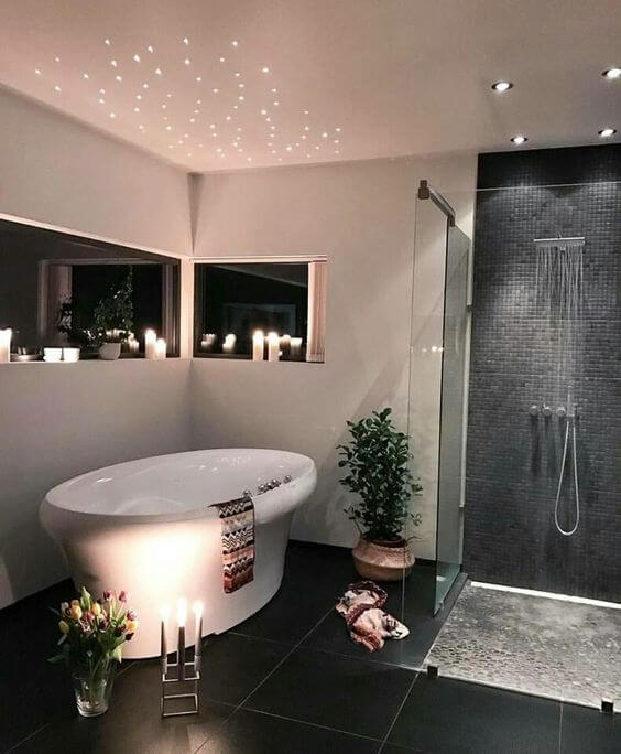 Bathroom Lighting Ideas Starry LED Lights on the Bathroom Ceiling - Harptimes.com