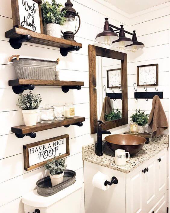 Bathroom Wall Decor Country Bathroom Shelves - Harptimes.com