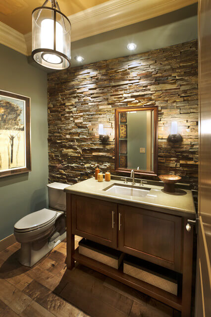 Bathroom Wall Decor Decorating Bathroom with Stone Accent Wall - Harptimes.com