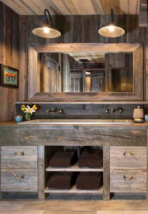 Dark Oak Wood Rustic Bathroom Ideas - Harptimes.com