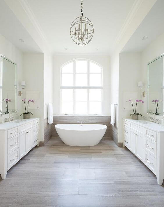 Master Bathroom Ideas Large White with Face-To-Face Vanity - Harptimes.com