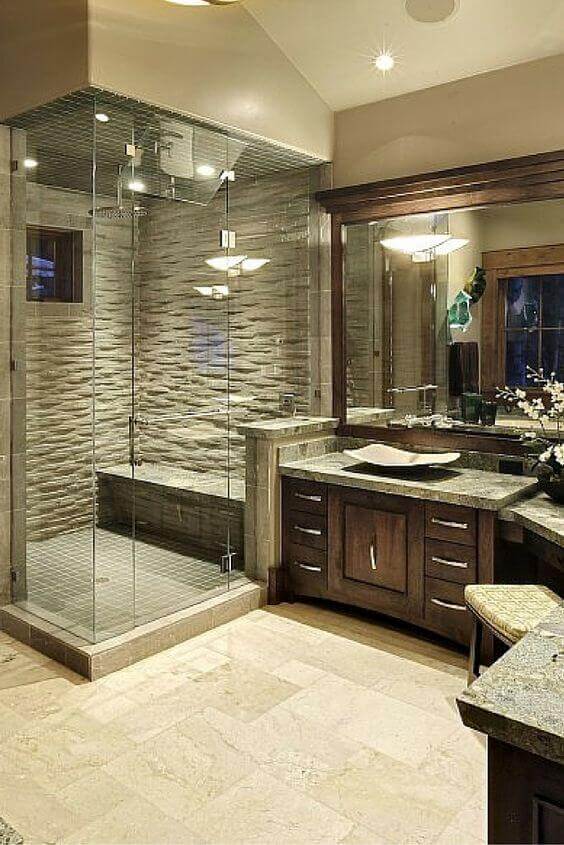 Master Bathroom Ideas with L-Shaped Vanity - Harptimes.com