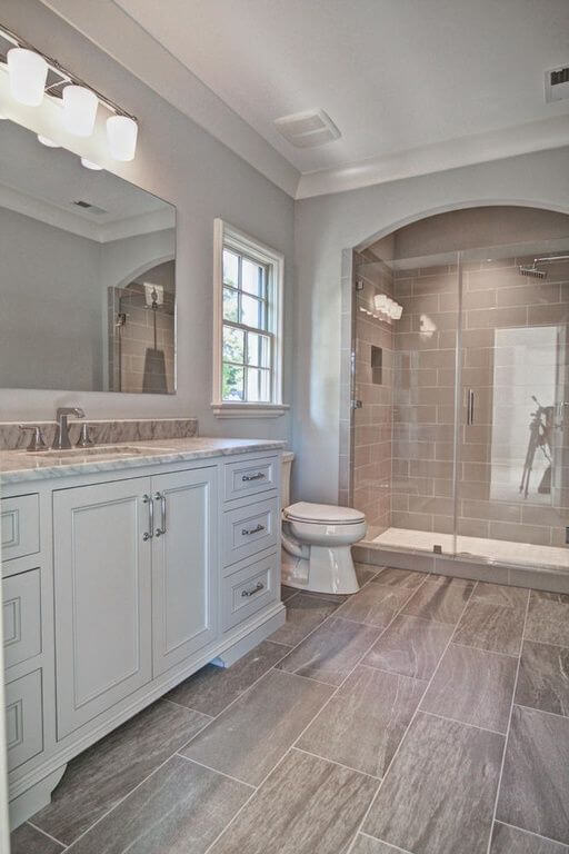 Master Bathroom Ideas with Wood Grain Floor - Harptimes.com