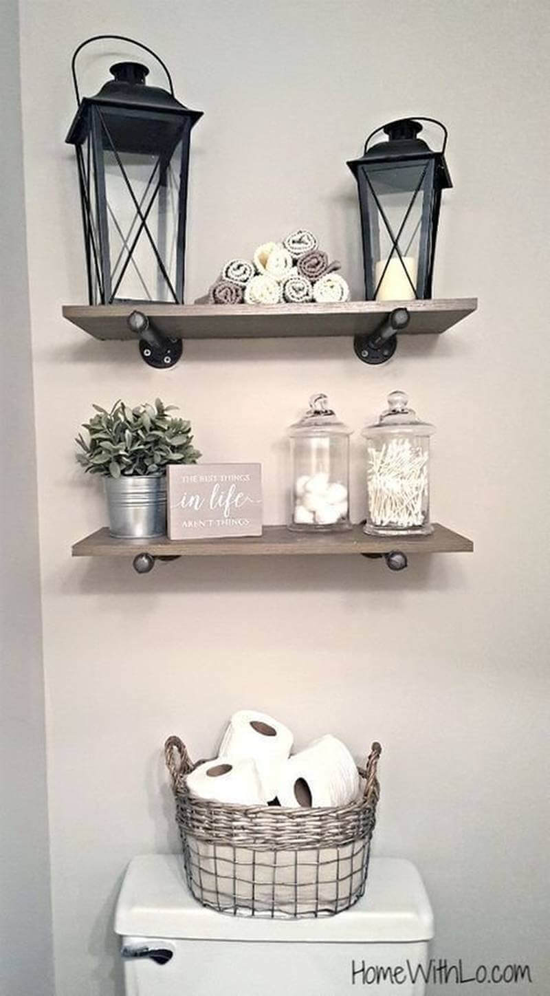 Rustic Bathroom Ideas Farmhouse Style Decor over the Toilet - Harptimes.com