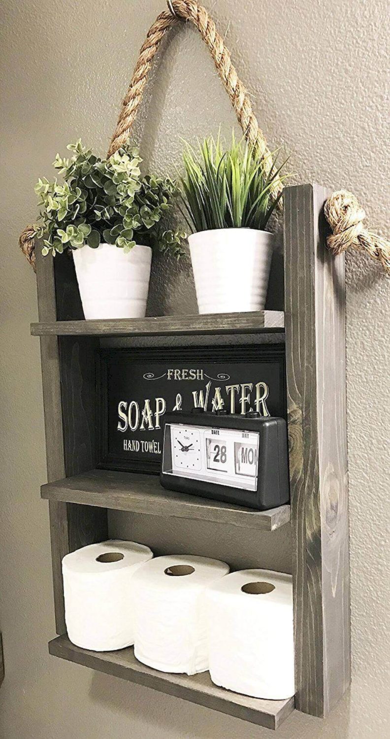 Rustic Bathroom Ideas Little Shelf as Toilet Paper Holder - Harptimes.com