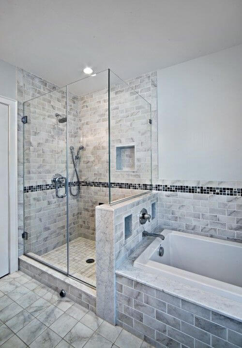 Walk In Shower Tile Ideas Half Bath Half Shower Concept - Harptimes.com