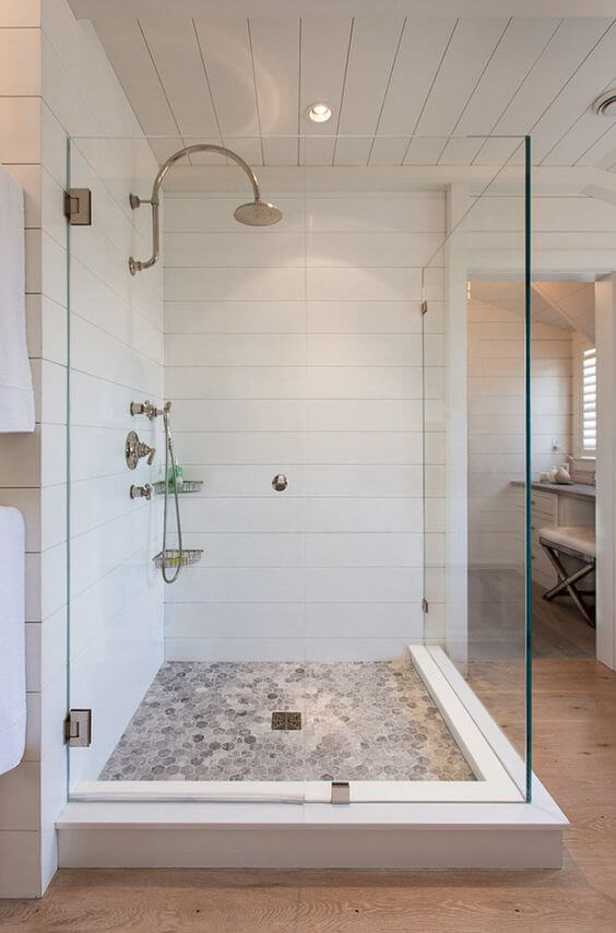 Walk In Shower Tile Ideas Pebble Tile Flooring for Shower - Harptimes.com