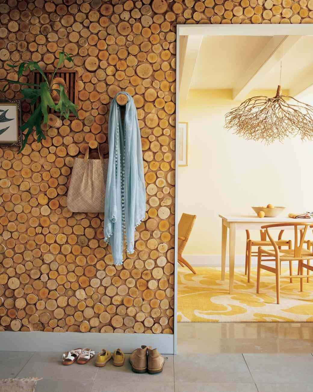 Accent Wall with Wood Rings Ideas