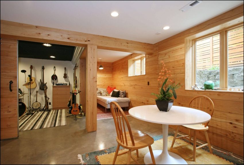 Unfinished Basement Wall Ideas Apply Wood Element