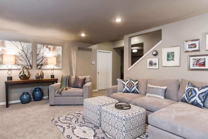 Basement Ideas Decorative Patterns in Neutral Scheme