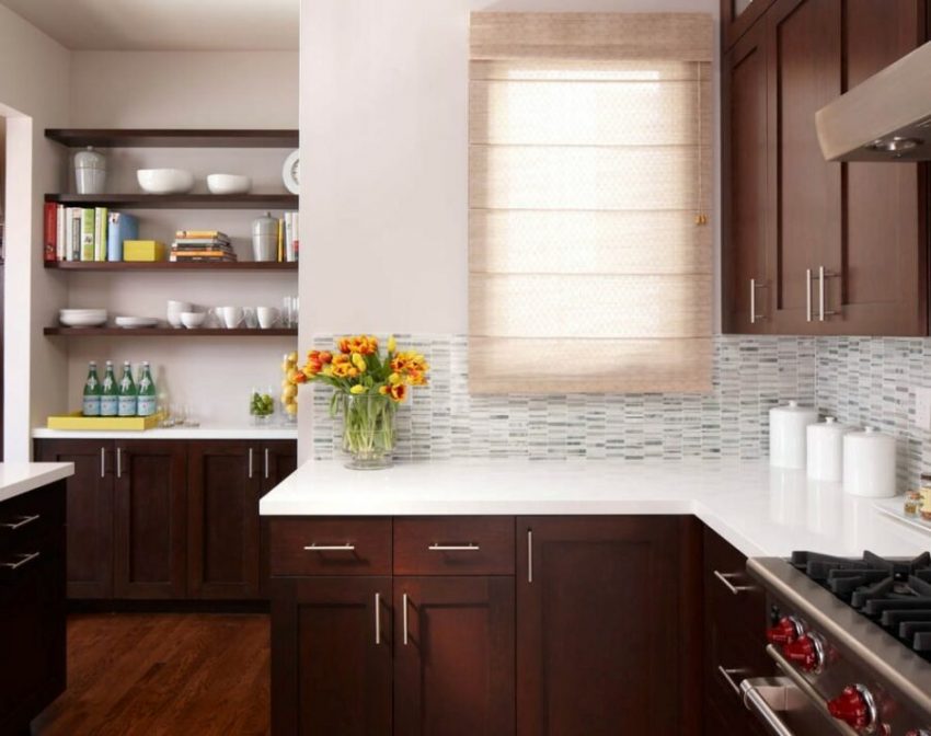 Simple Cherry Kitchen Cabinets