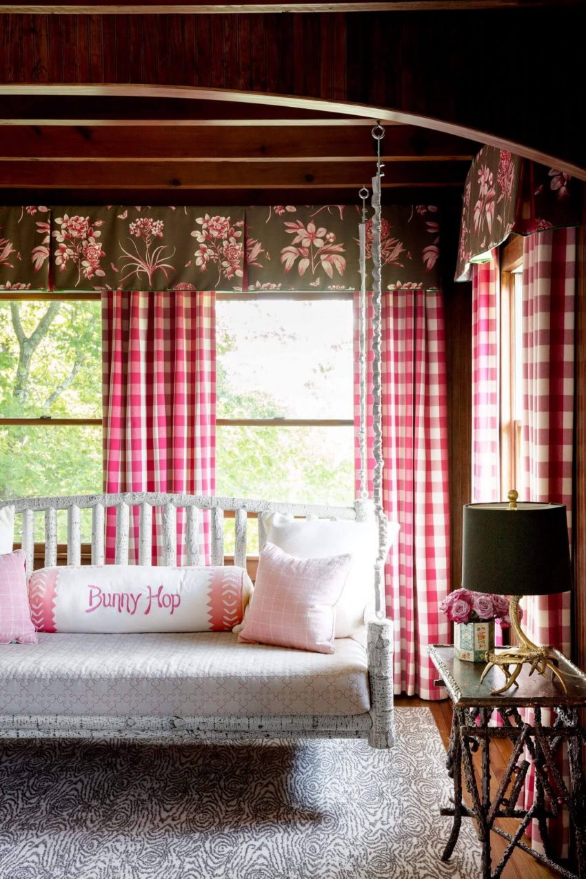 8. Sweet Pink Checkered Curtain Design Sweet Pink Checkered Curtain Design Living Room Ideas - Harptimes.com