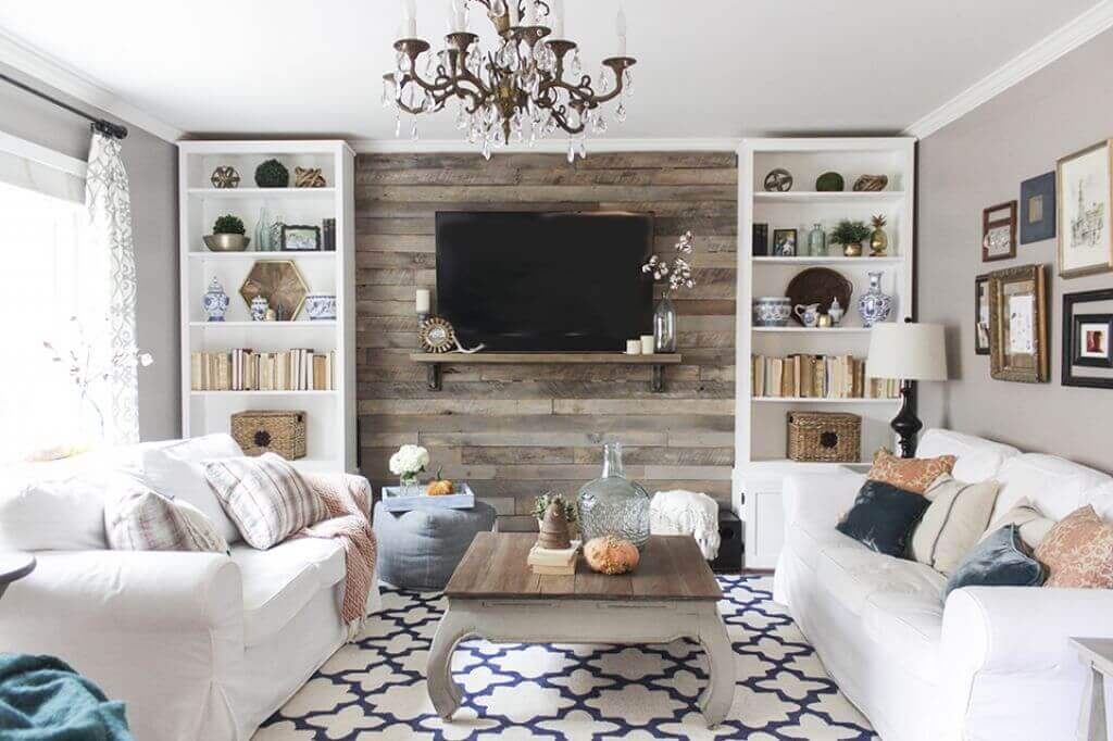 Wood Accent Wall behind TV