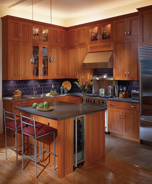 Wood Flooring with Cherry Cabinet