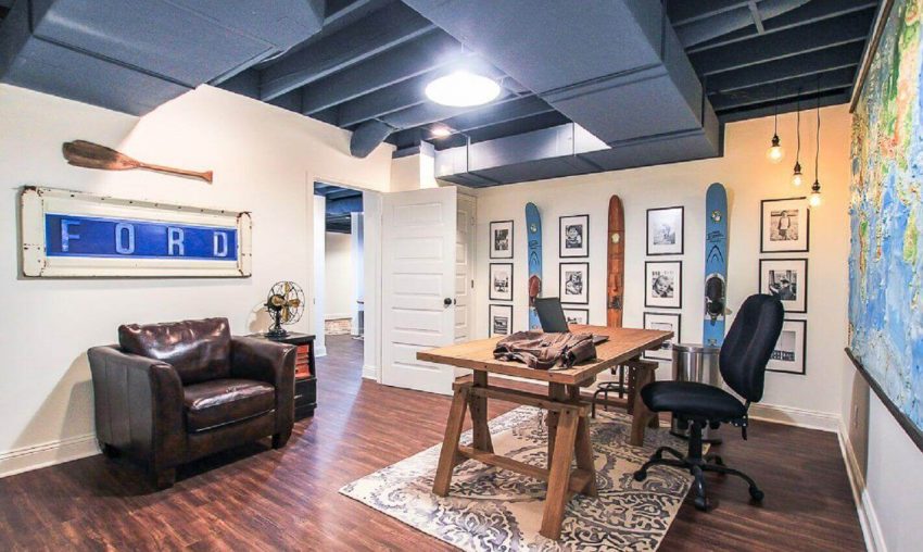 Basement Finishing Ideas Masculine Home Office