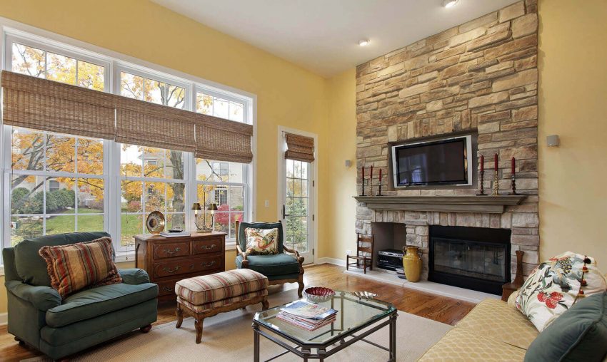 Corner Fireplace Ideas with TV Above