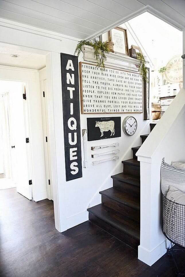 farmhouse staircase wall decor