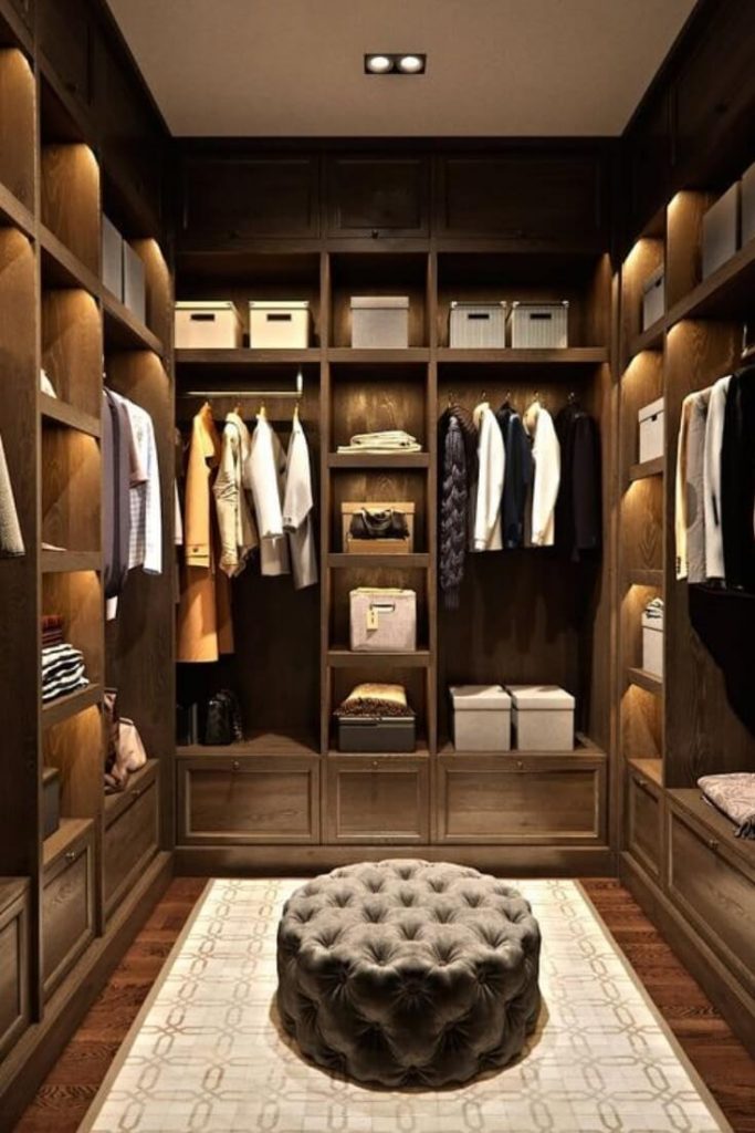narrow walk in closet ideas