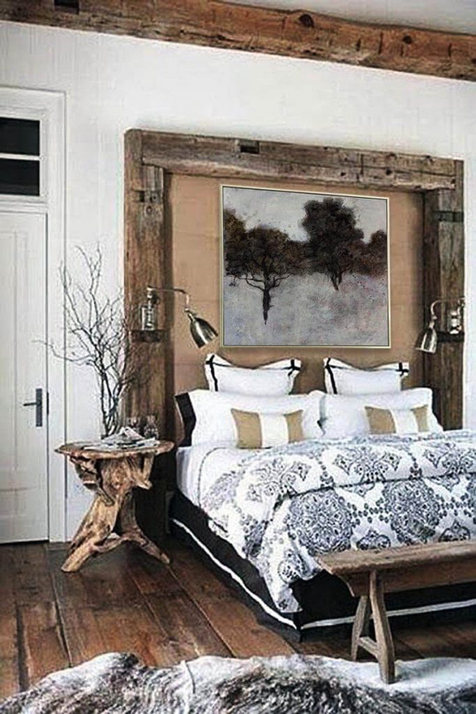 wood headboard and frame