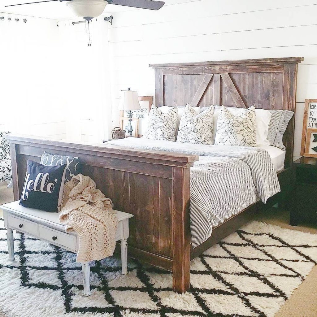wood headboard bed