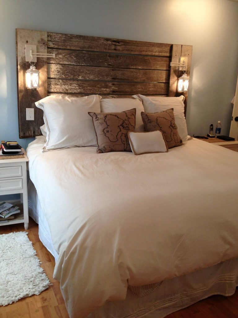 wood headboard rustic