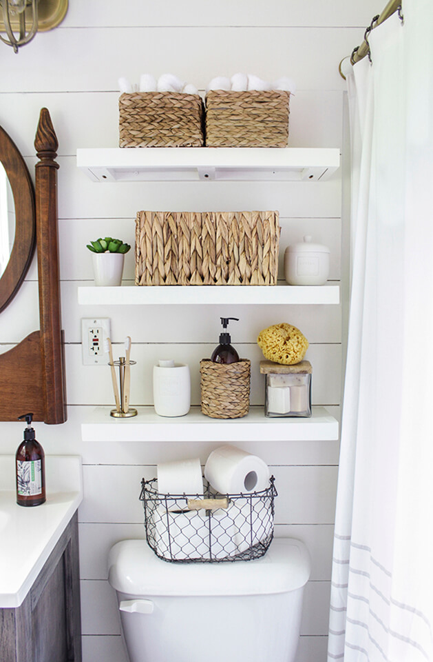 floating shelf ideas for bathroom