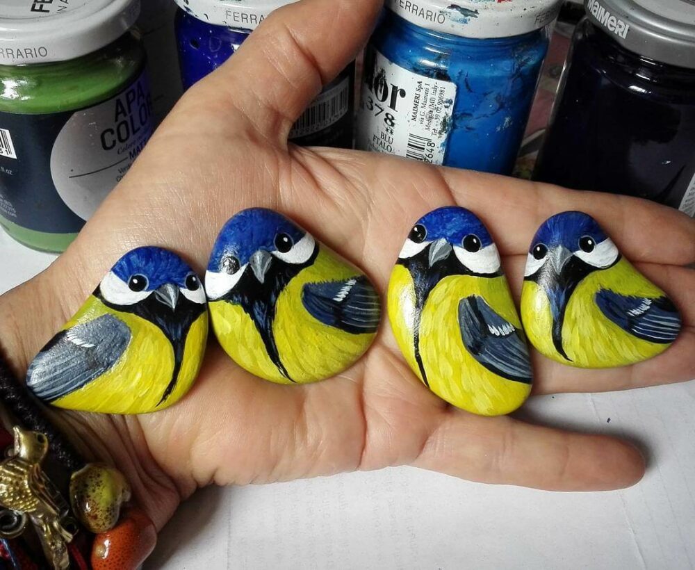 painted rock bird