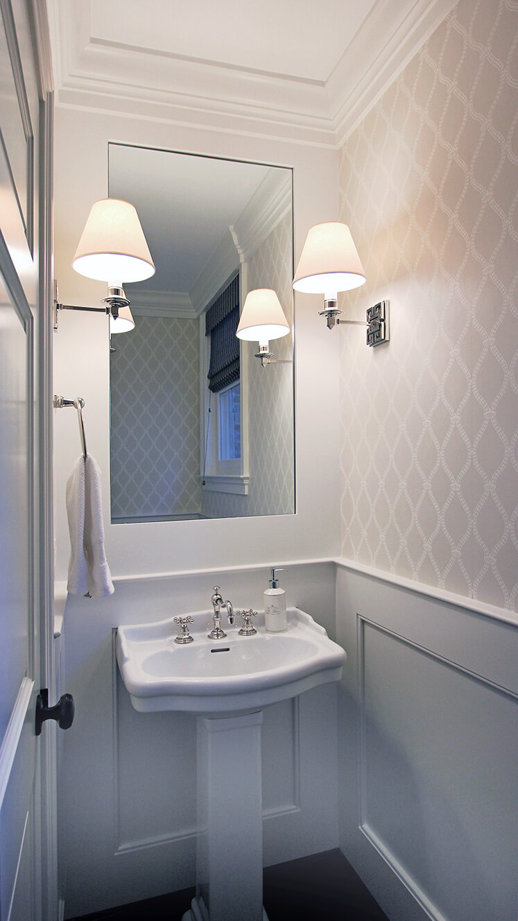 bathroom with wainscoting
