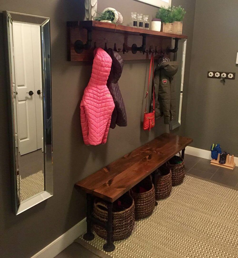 coat rack bench diy