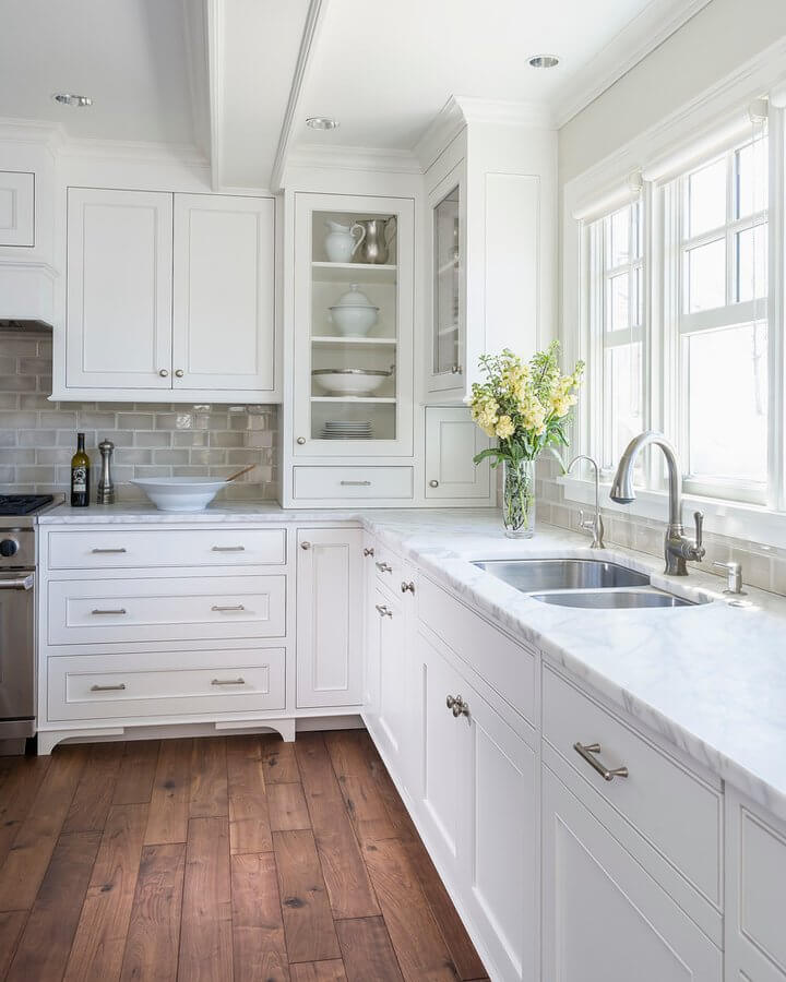 kitchen floor tile ideas with white cabinets