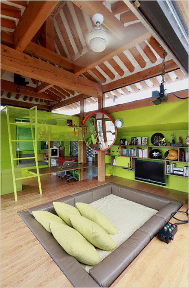 sunken living room railing ideas