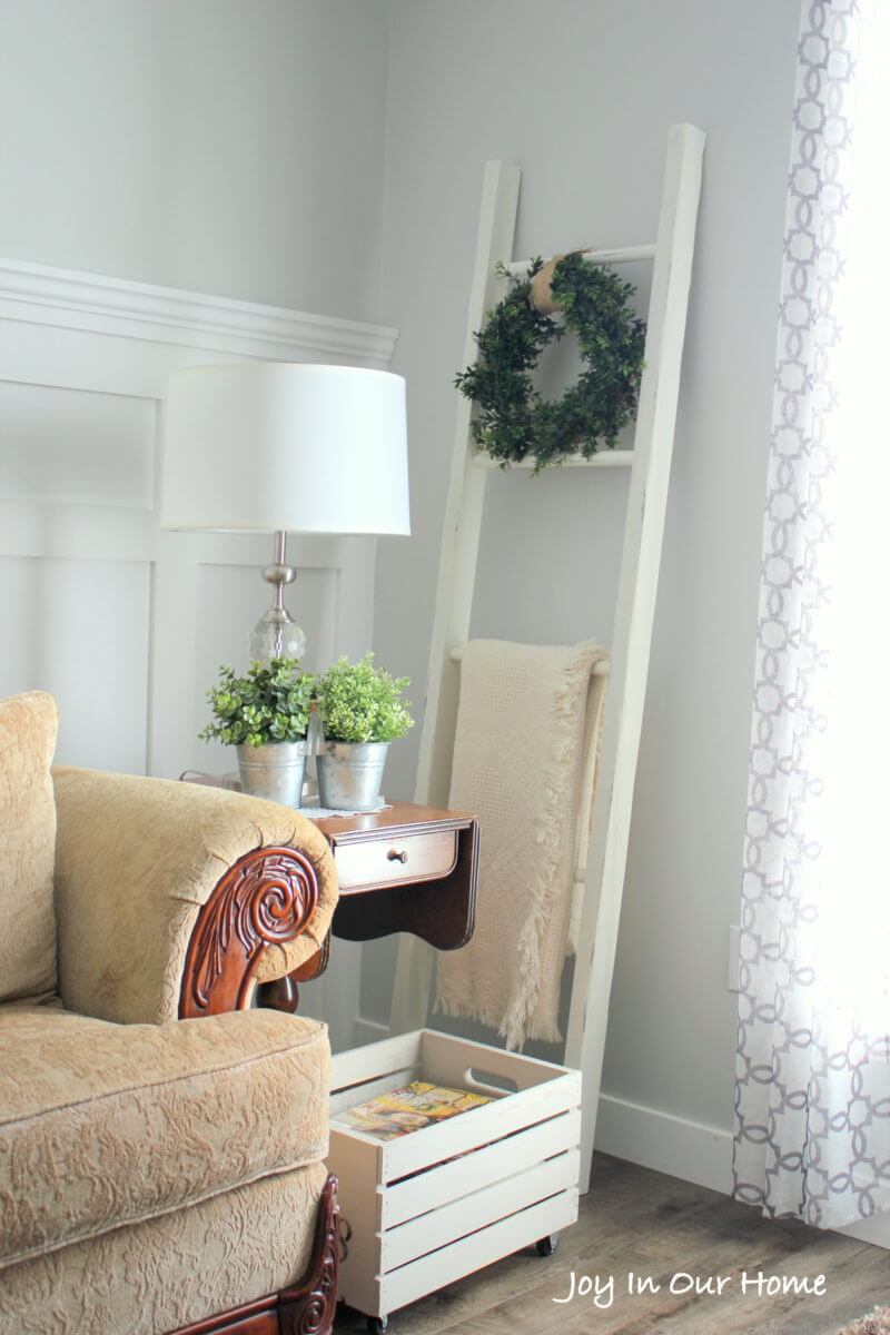 diy angled blanket ladder