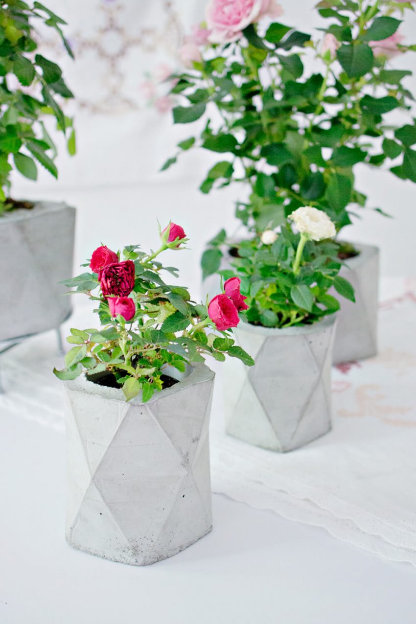 diy concrete geometric planter