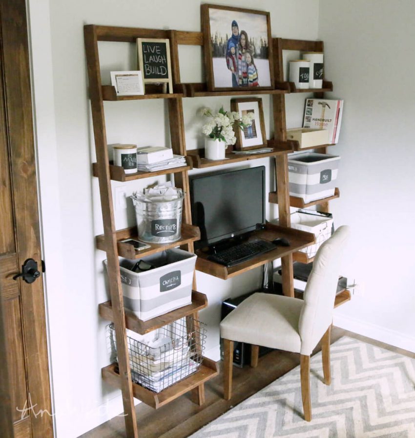diy leaning ladder shelf