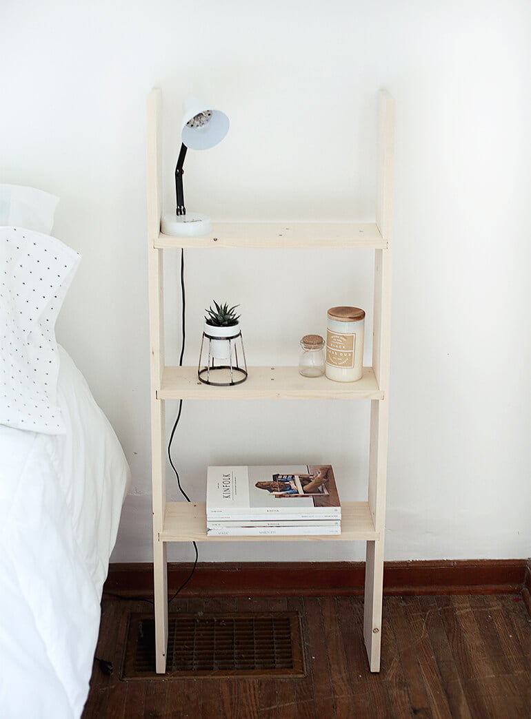 diy wood ladder shelf