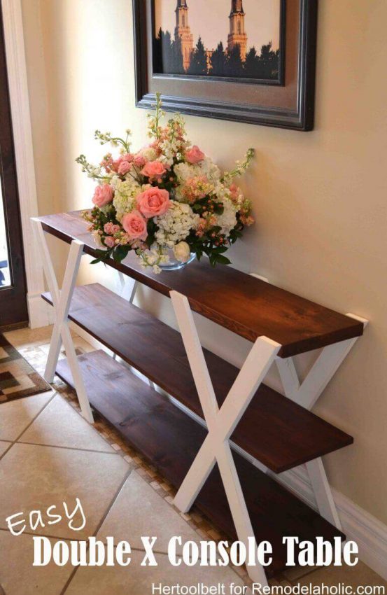 DIY double X console table.