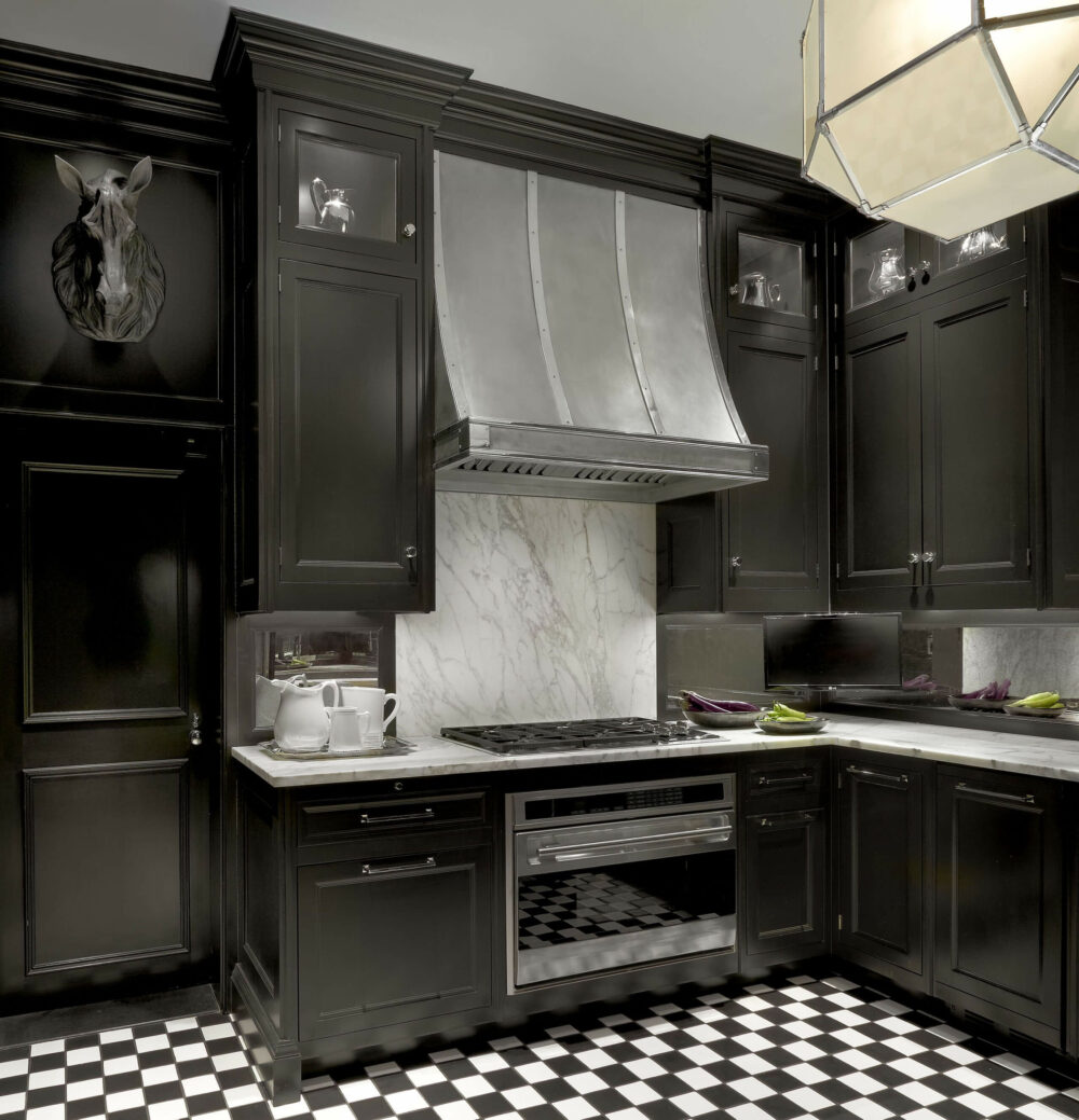 black kitchen cabinet