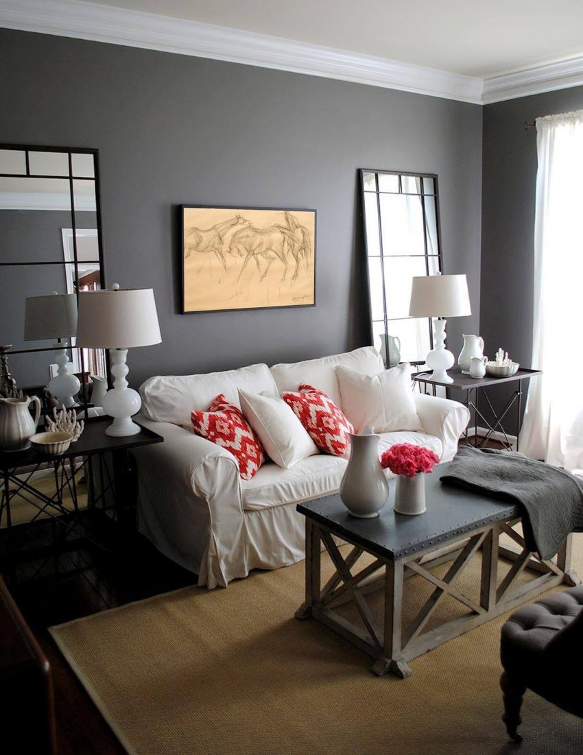 11. Grey with Modern Farmhouse White in Living Room Grey with Modern Farmhouse White in Living Room Ideas