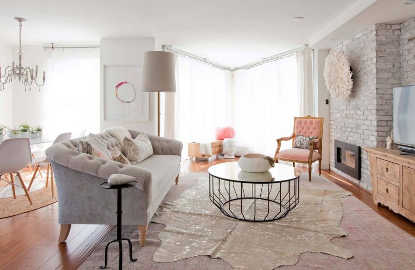 7. Pink Accents in Grey Living Room Pink Accents in Grey Living Room Ideas
