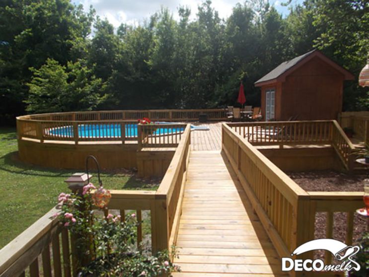 above ground round pool decking ideas