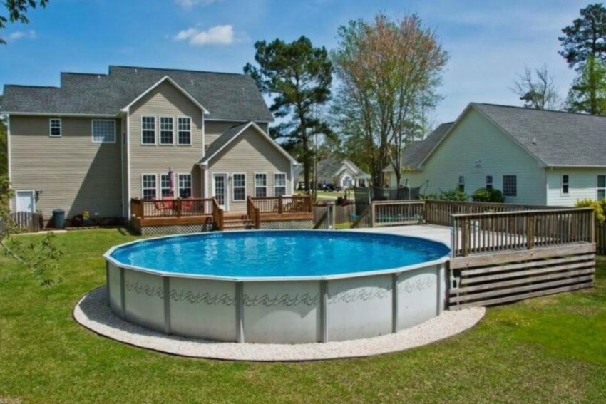 intex small backyard above ground pool ideas on a budget with deck